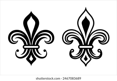 Fleur de Lis, Fleur-de-Lys oder Flower-de-Luce, die dekorative stilisierte Lilien-Vektorgrafik-Illustration