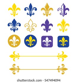 Fleur de lis - French symbol gold and navy blue design, Scouting organizations, French heralry  