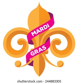 Fleur de lis gold background Mardi Gras icon EPS 10 vector stock illustration