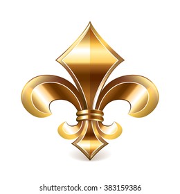 Fleur de lis gold isolated on white photo-realistic vector illustration