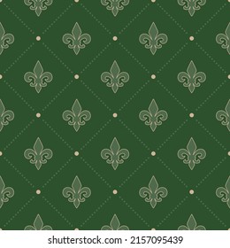 Fleur De Lis Green Beige French Stock Vector (Royalty Free) 2157095439 ...