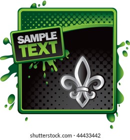 fleur de lis green and black halftone grungy template