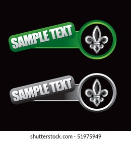 fleur de lis green and gray tilted banners