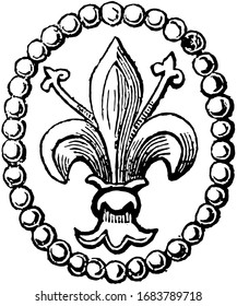 Fleur De Lis Has Been Used To Represent French Royalty, Vintage Line Drawing Or Engraving Illustration.