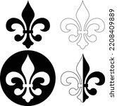 fleur de lis heraldic icon on white background. black silhouettes of lily flowers (fleur-de-lis). flat style.