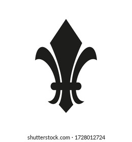 Icono heráldico de Fleur de lis. Flor de lirio vectorial sobre un fondo blanco.