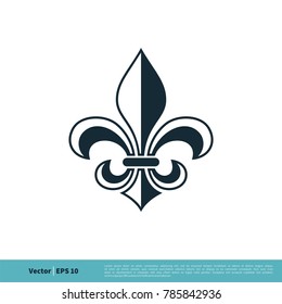 Fleur de Lis Heraldic Icon Vector Logo Template Illustration Design. Vector EPS 10.