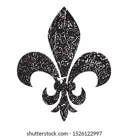 Fleur de lis. Heraldic lily. Mardi Gras Symbol. Grunge background black