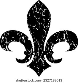 Fleur de lis. Heraldic lily. Mardi Gras Symbol. Grunge Texture Background (Editable) - Vector Illustration