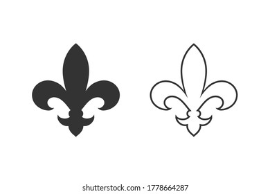 Fleur de lis heraldic line icon set.  Vector