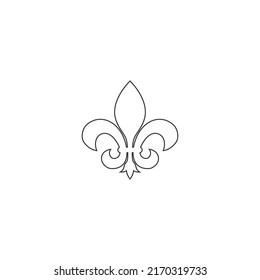 Fleur de lis heraldic line icon.  Vector flt sign