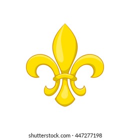 Fleur de lis icon in cartoon style on a white background
