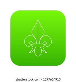 Fleur de lis icon green vector isolated on white background