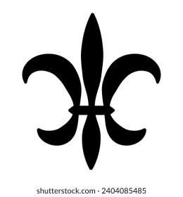 Fleur de Lis icon isolated on white background. Black and white illustration for Mardi Gras carnival.
