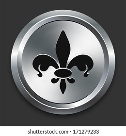 Fleur De Lis Icon on Metallic Button Collection