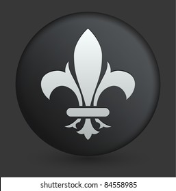 Icono Fleur De Lis en la colección de botones redondeados negros Ilustración original