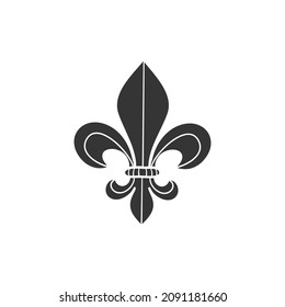 Fleur De Lis Icon Silhouette Illustration. French Heraldic Flower Vector Graphic Pictogram Symbol Clip Art. Doodle Sketch Black Sign.