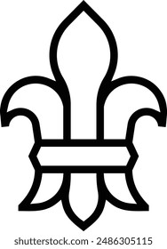 icono de flor de lis. Diseño de estilo lineal delgado aislado sobre fondo blanco