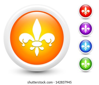 Iconos Fleur De Lis en la colección de botones redondos Ilustración original