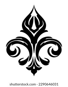 Fleur De Lis, Isolated Black Tattoo Pattern Ink	