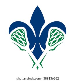 Fleur De Lis And Lacrosse Logo Vector.