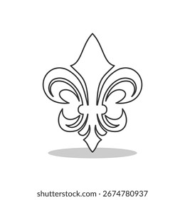 Fleur de lis Liniensymbol mit Schatten