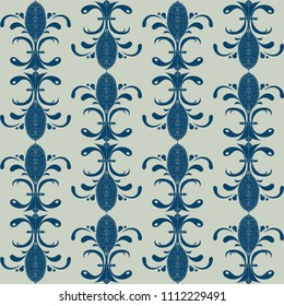 Fleur de lis or Fleur de luce seamless pattern: french royal lily wallpaper, cover or background. Fleur de lys with floral ornate.