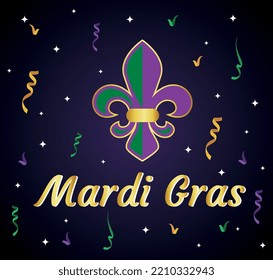 Fleur De Lis with Mardi Gras wordings-Mardi gras vector design