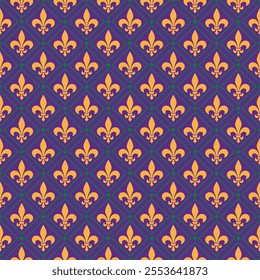 Fleur De Lis Mardi Gras Seamless Vector Art Pattern