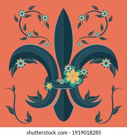 Fleur de lis. Medieval heraldry decoration - Vector