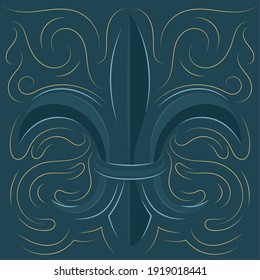 Fleur de lis. mittelalterliche heraltrocken dekoration - Vektorgrafik