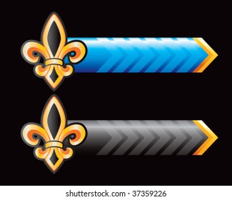 fleur de lis on blue and black arrows