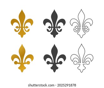 fleur de lis ornate decoration floral design vector icon set