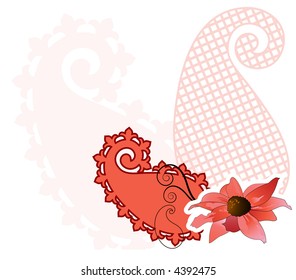 fleur de lis paisley in pink vector