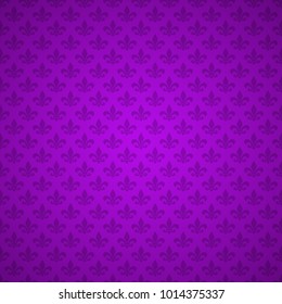 Fleur de Lis pattern. Background, texture. Purple Heraldic lily. Mardi Gras carnival. Seamless pattern. Vector illustration
