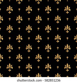 Fleur de lis pattern, silhouette - heraldic symbol. Vector Illustration. Medieval sign. Glowing french fleur de lis royal lily. Elegant decoration symbol. Heraldic background for design or decoration.