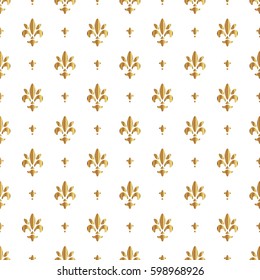 Fleur de lis pattern, silhouette - heraldic symbol. Vector Illustration. Medieval sign. Glowing french fleur de lis royal lily. Elegant decoration symbol. Heraldic background for design or decoration.
