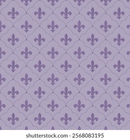 Fleur de Lis purple seamless pattern background