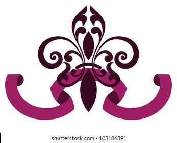 Fleur De Lis With Ribbon Banner