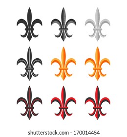 Fleur De Lis Royal Symbol Set. Vector