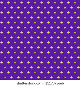 Fleur De Lis Seamless Pattern - Yellow fleur de lis design on purple background for Mardi Gras