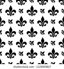 Fleur De Lis Seamless Pattern, Fleur-De-Lys Or Flower-De-Luce, The Decorative Stylized Lily Vector Art Illustration