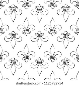 Fleur De Lis Seamless Pattern, Fleur-De-Lys Or Flower-De-Luce, The Decorative Stylized Lily Vector Art Illustration