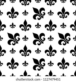 Fleur De Lis Seamless Pattern, Fleur-De-Lys Or Flower-De-Luce, The Decorative Stylized Lily Vector Art Illustration