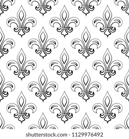 Fleur De Lis Seamless Pattern, Fleur-De-Lys Or Flower-De-Luce, The Decorative Stylized Lily Vector Art Illustration