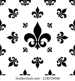 Fleur De Lis Seamless Pattern, Fleur-De-Lys Or Flower-De-Luce, The Decorative Stylized Lily Vector Art Illustration