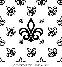 Fleur De Lis Seamless Pattern, Fleur-De-Lys Or Flower-De-Luce, The Decorative Stylized Lily Vector Art Illustration