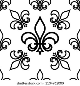 Fleur De Lis Seamless Pattern, Fleur-De-Lys Or Flower-De-Luce, The Decorative Stylized Lily Vector Art Illustration