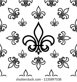 Fleur De Lis Seamless Pattern, Fleur-De-Lys Or Flower-De-Luce, The Decorative Stylized Lily Vector Art Illustration