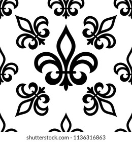 Fleur De Lis Seamless Pattern, Fleur-De-Lys Or Flower-De-Luce, The Decorative Stylized Lily Vector Art Illustration